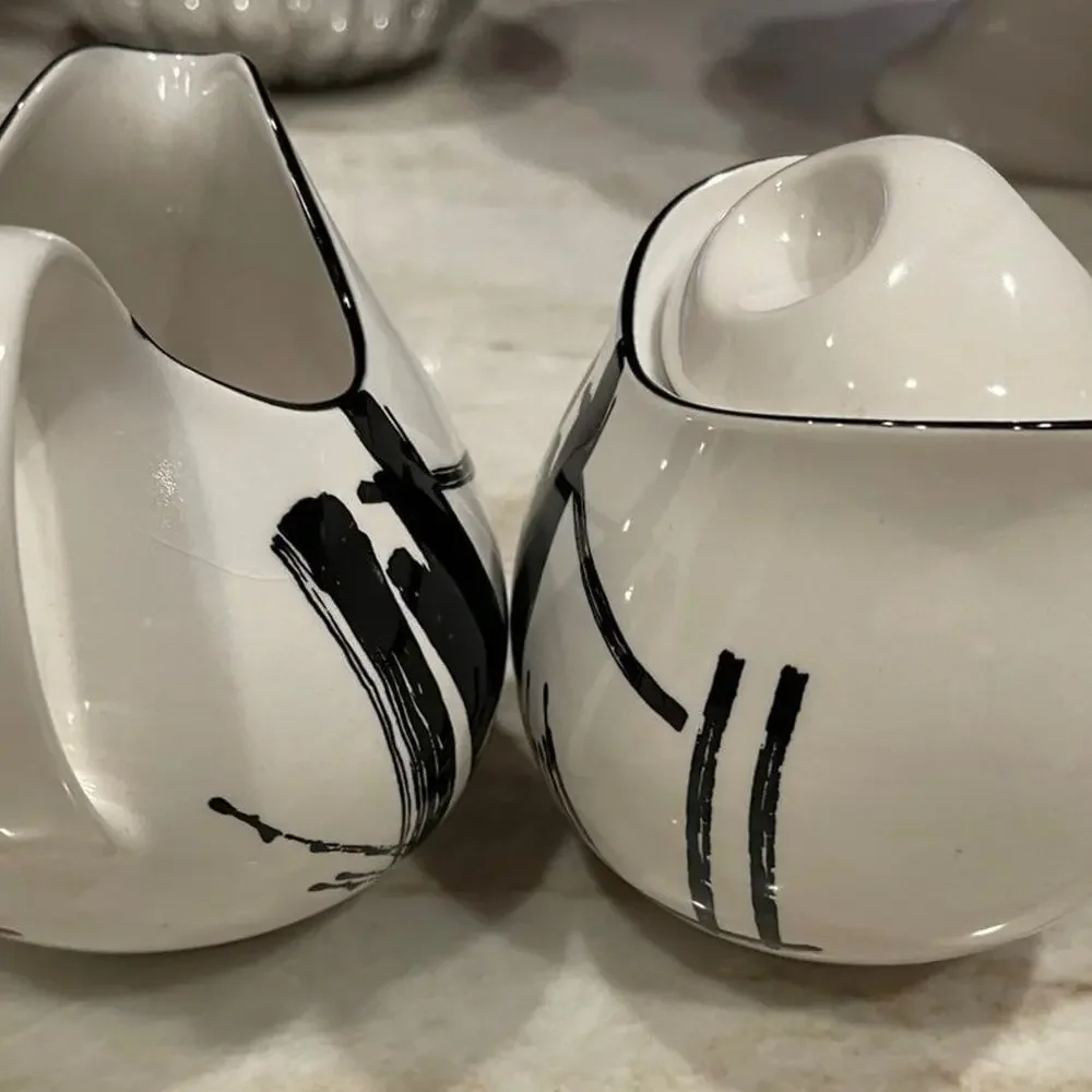Sango Calligraphy Larry Lasso 80’s cream and sugar set EUC
